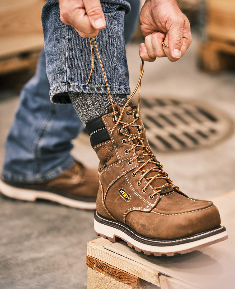 Men's Cincinnati 8" Waterproof 90° Heel Boot (Carbon Toe) - Belgian/Sandshell