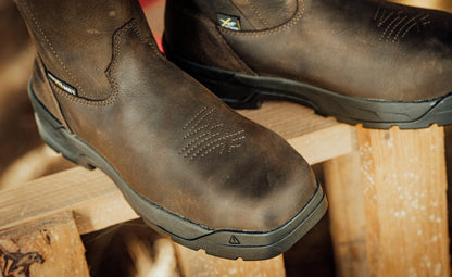 Men's CSA Flatland Pull-On Waterproof Work Boot INT MET (Carbon Toe) - Dark Brown/Black