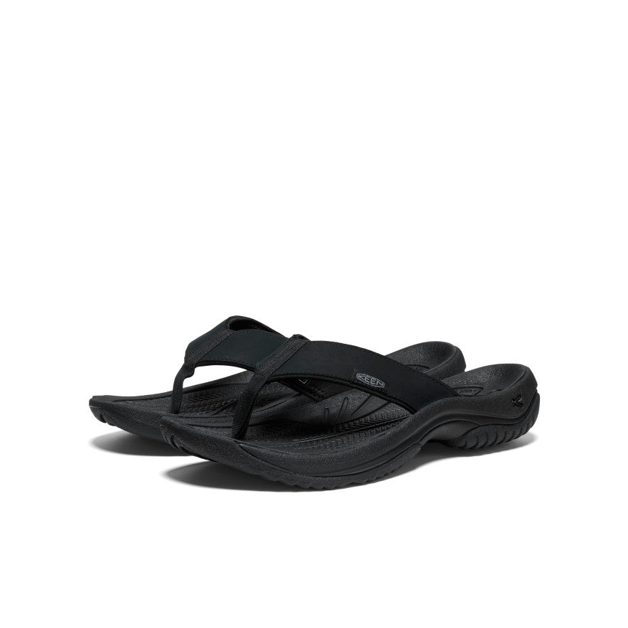 Men's Kona Leather Flip-Flop - Black/Steel Grey
