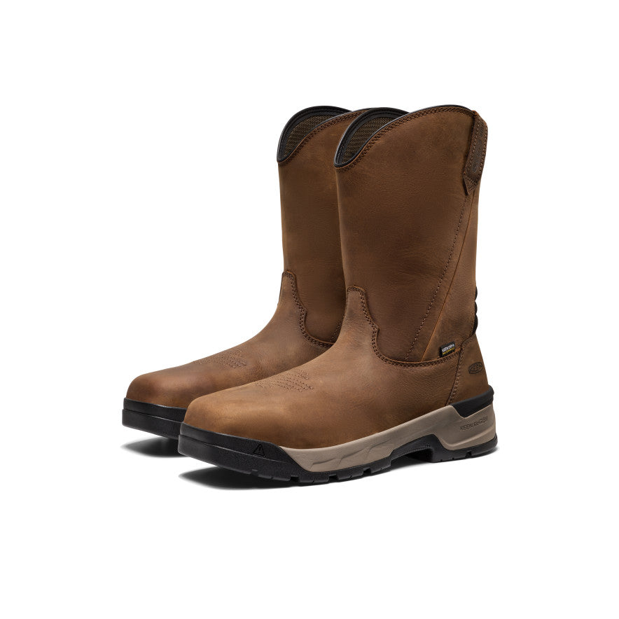 Men's Flatland Pull-On Waterproof Work Boot (Carbon Toe) - Bison/Black