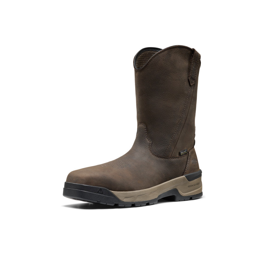 Men's Flatland Pull-On Waterproof Work Boot (Carbon Toe) - Dark Brown/Black