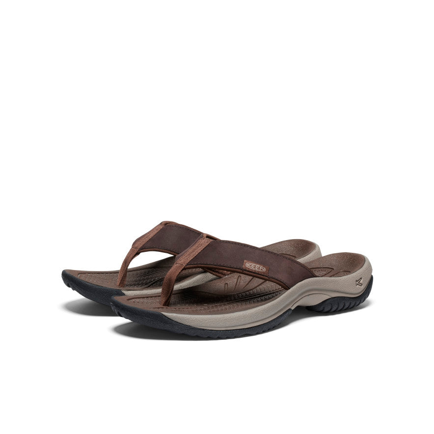 Men's Kona Leather Flip-Flop - Java/Dark Earth