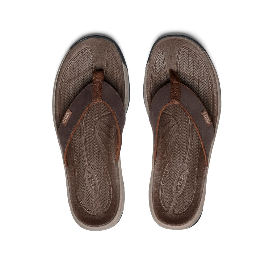 Men's Kona Leather Flip-Flop - Java/Dark Earth