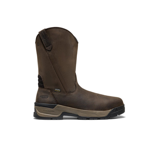 Men's Flatland Pull-On Waterproof Work Boot (Carbon Toe) - Dark Brown/Black