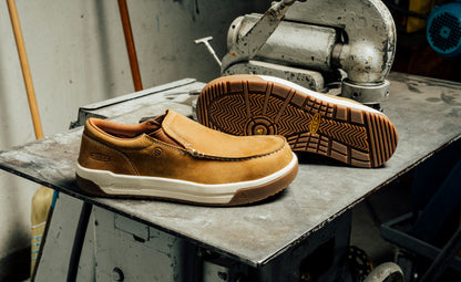 Men's Gibson Slip-On Work Shoe (Carbon Toe) - Belgian/Gum