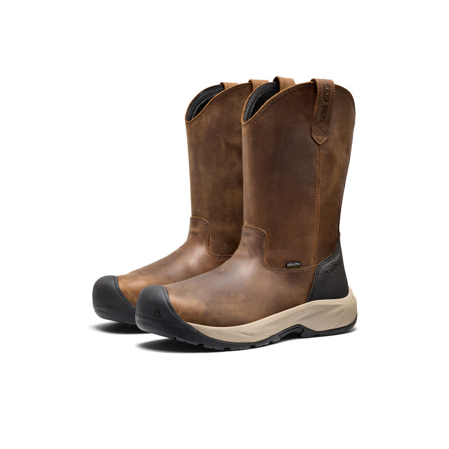 Men's Highframe Pull-On Waterproof Work Boot (Steel Toe) - Dark Earth/Black
