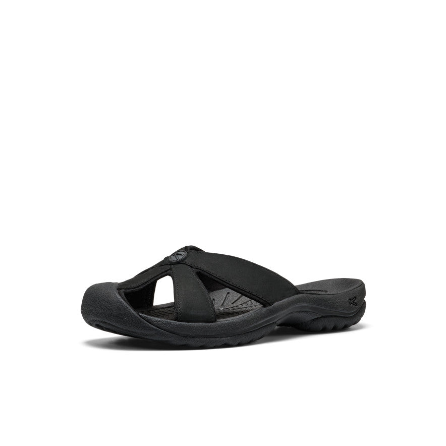 Women's Bali Leather Slide Sandal - Black/Black