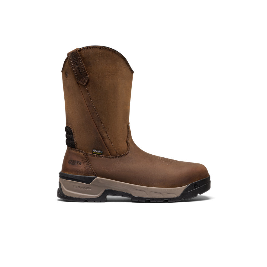 Men's Flatland Pull-On Waterproof Work Boot (Carbon Toe) - Bison/Black